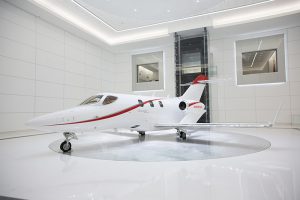 The first HondaJet Elite delivery features a corporate paint scheme, which can be chosen by both business and personal users of the aircraft. (PRNewsfoto/Honda Aircraft Company)
